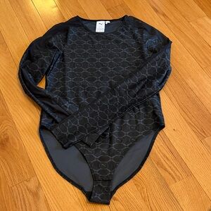 Puma Black Long-Sleeve Logo-Print bodysuit